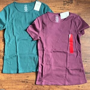 🔥10 for $100🔥 bundle of 2 Teal and Purple Short Sleeve ribbed Tees NWT